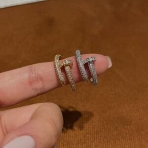 Cartier 3 colors All Diamonds Nail Rings